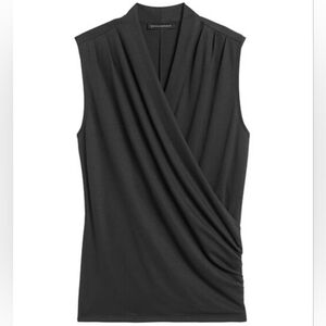 NWT Banana Republic Black Sleeveless Wrap Effect Top Size S